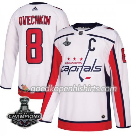 Washington Capitals Alex Ovechkin 8 2018 Stanley Cup Champions Adidas Wit Authentic Shirt - Mannen